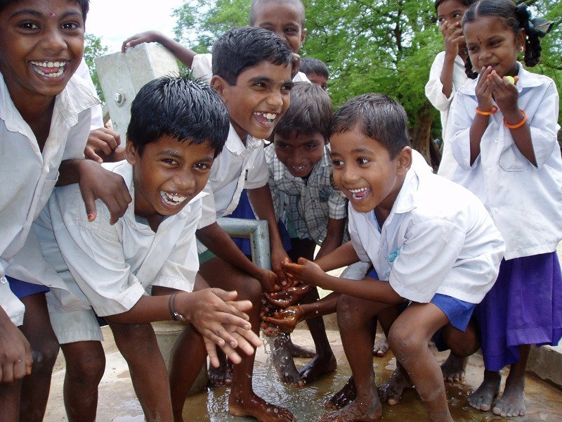 Children playing in clean water