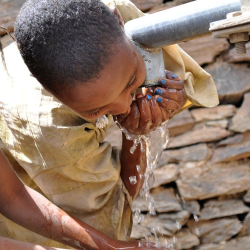 Boy drinking clean water