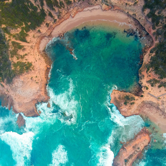 A sheltered cove from above