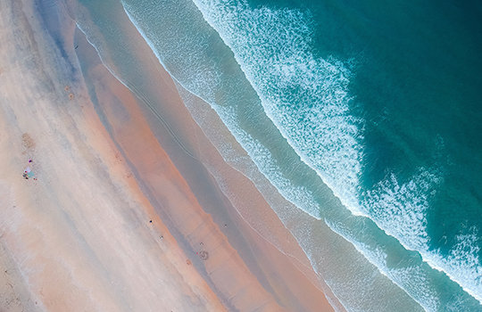 Waves lapping at beach