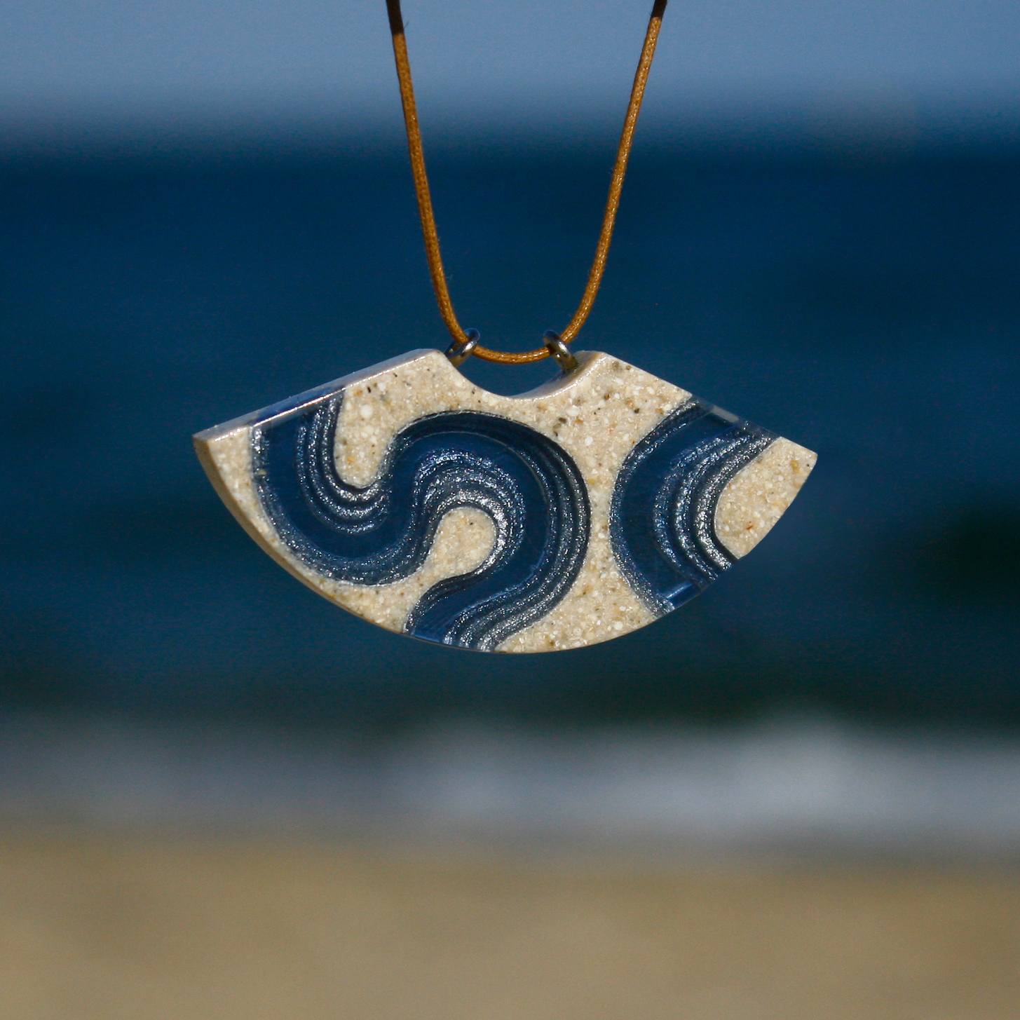 Waterway beach necklace with blue background