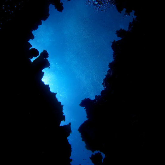 A deep underwater abyss