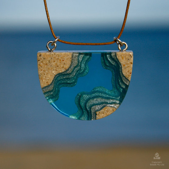 Waterway beach necklace with blue background