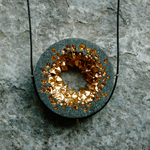 Yowah circular gold statement necklace
